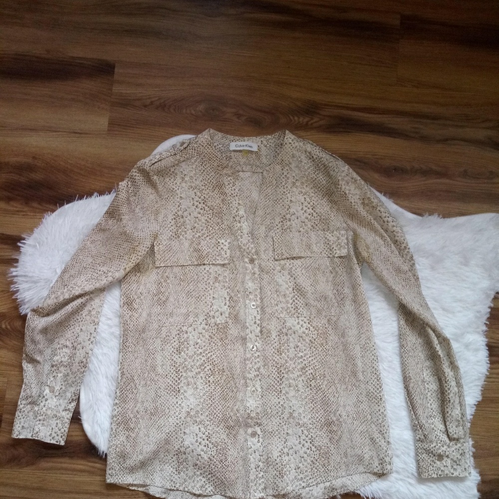 Calvin Klein Alligator Print Button Down Shirt